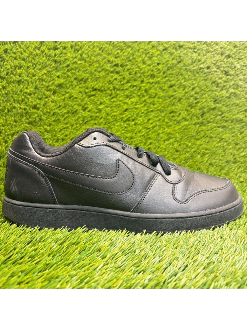Nike Ebernon Low Mens Size 11.5 Triple Black Athletic Leather Shoes Sneakers